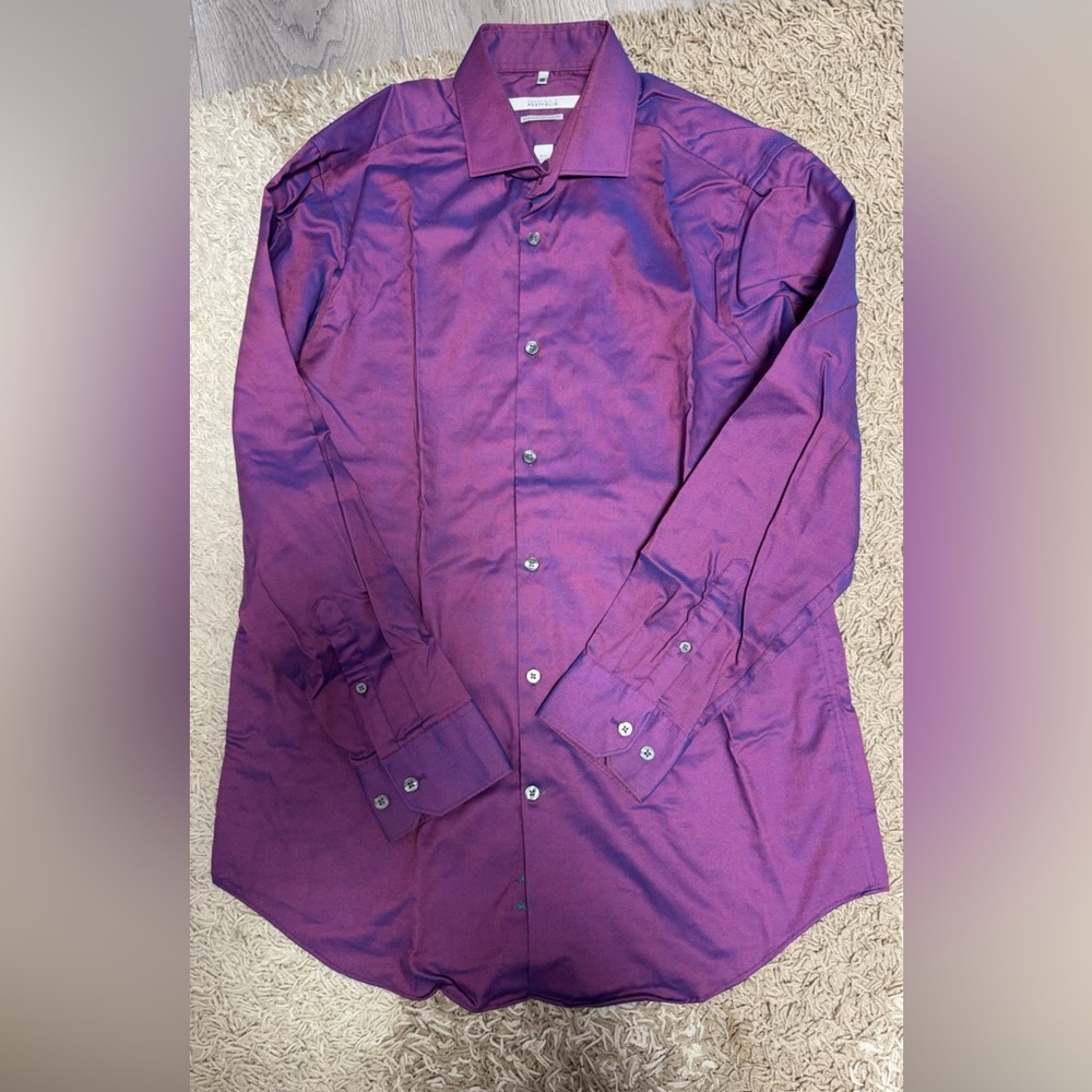 Perry Ellis Men's Long-Sleeve Dress Shirt in Rich Purple